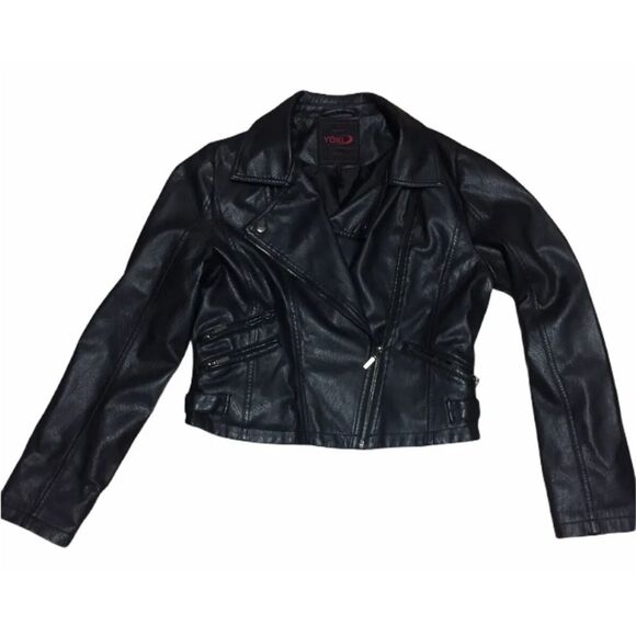 Yoki New York Faux Leather Motorcycle Jacket Black Women Medium Zip Neve Worn - Picture 3 of 12